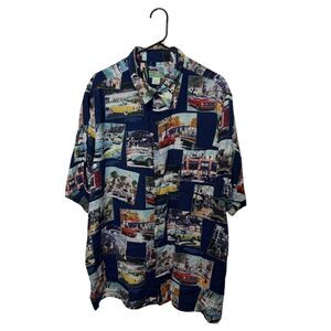 Reyn Spooner Shirt Mens 2XL Blue Ford Classic Cars 100 Years Hawaiian Camp Beach